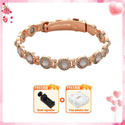Valentines Promo - Pure copper and zircon magnetic Bracelet - Comes with a custom jewelry box and a free regulator