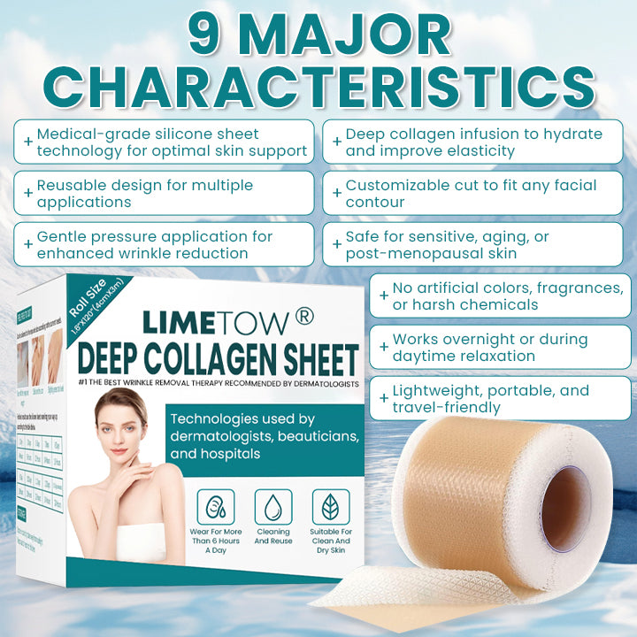 LIMETOW®Dual Action Real Deep Collagen Sheets for both wrinkle smoothing and new or old scar fading