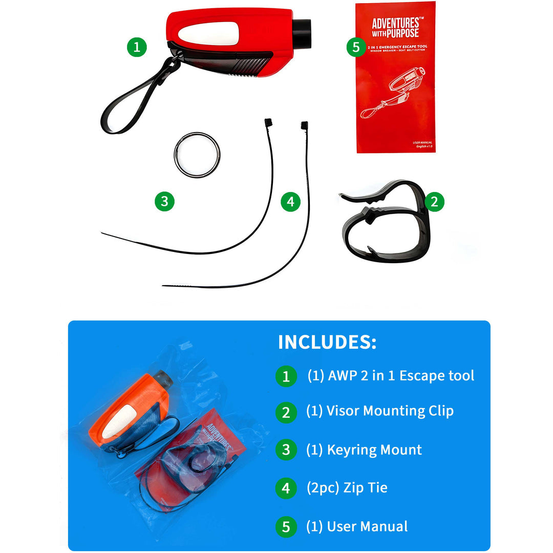 2-IN-1 EMERGENCY WINDOW BREAKER SEATBELT CUTTER