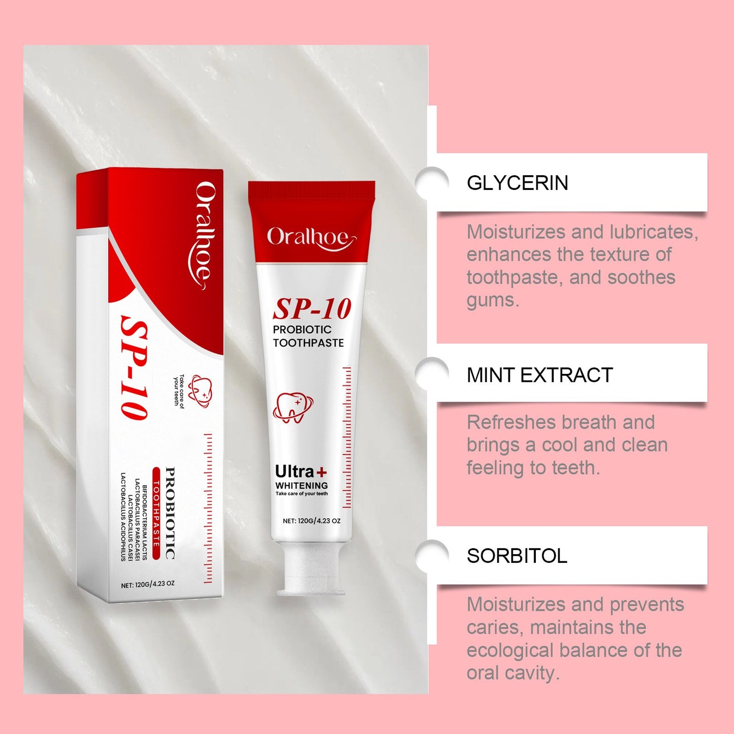 LIMETOW®Super Probiotic Toothpaste Spring Mint Burst- Strengthens Enamel,Brightens Smile Delivers Long- Lasting Freshness