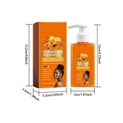Turmeric & Vitamin C Exfoliating Body Wash – Gentle Scrub Cleanser for Smooth, Radiant-Looking Skin
