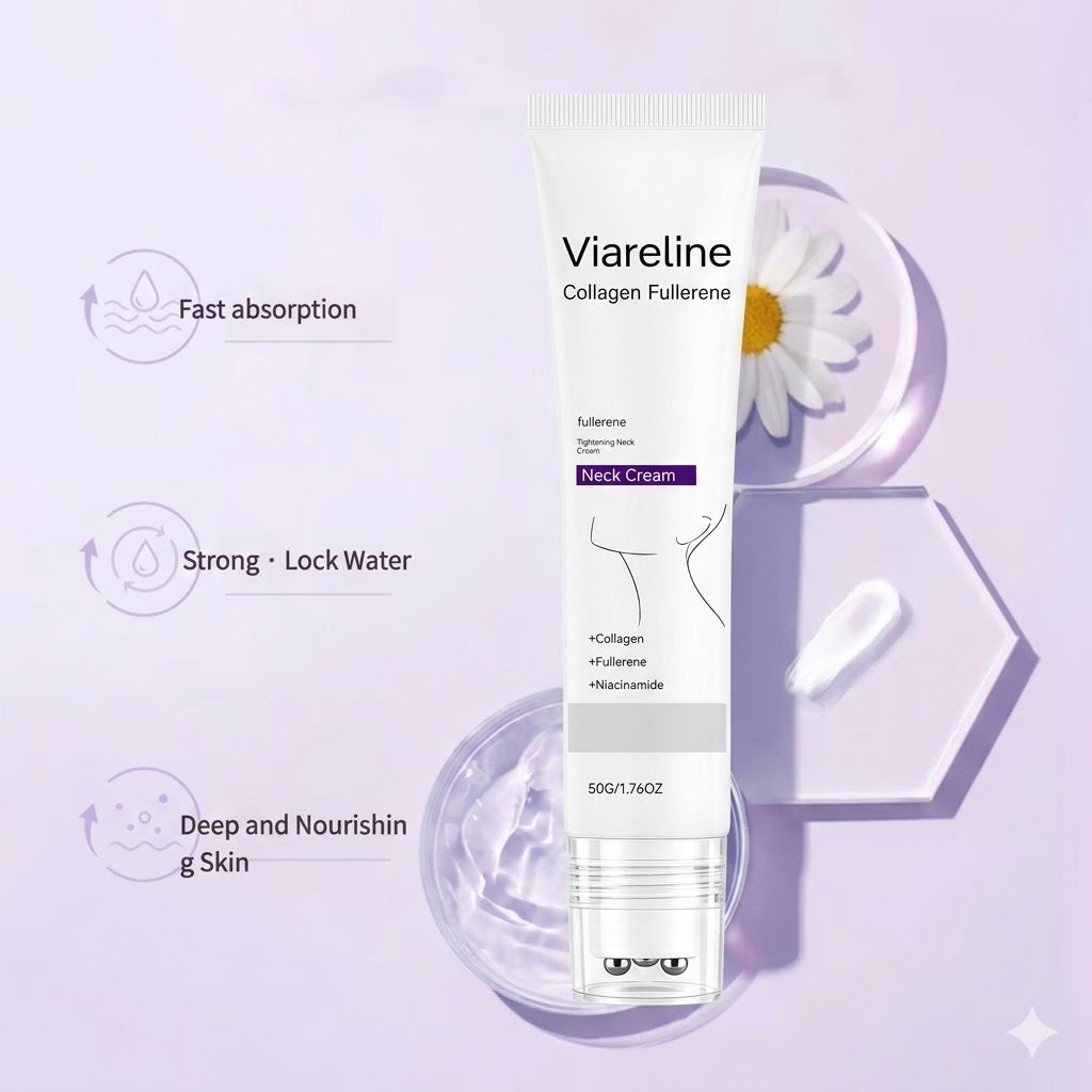 Roller Massage Neck Cream 🧴 Collagen & Hyaluronic Acid | Firms Neck, Reduces Wrinkles & Double Chin
