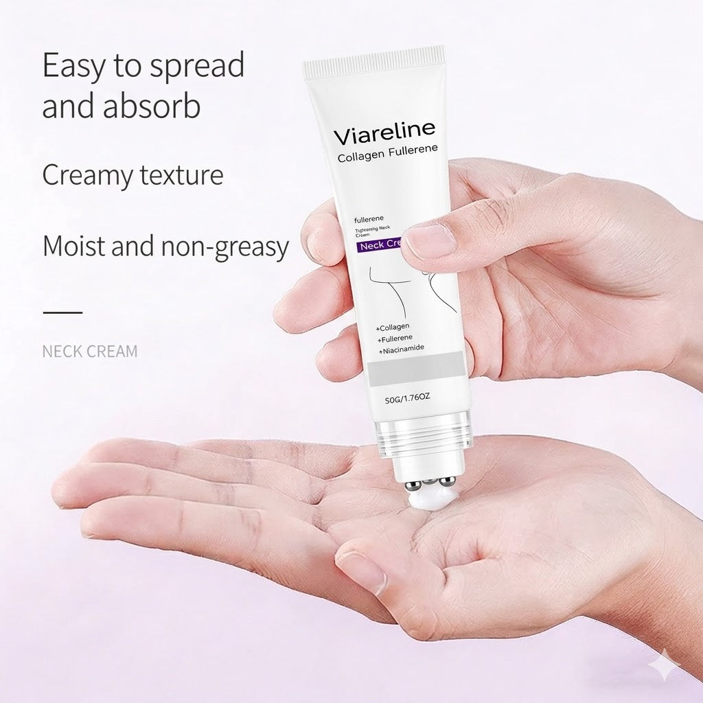 Roller Massage Neck Cream 🧴 Collagen & Hyaluronic Acid | Firms Neck, Reduces Wrinkles & Double Chin