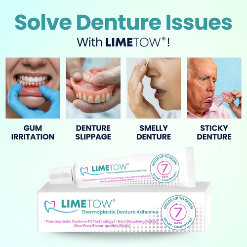 LIMETOW® Thermoplastic Denture Adhesive🔥 The 7-Day Hold Revolution: Heat-Activated Custom Fit That Eradicates Slippage & Daily Mess For Good.