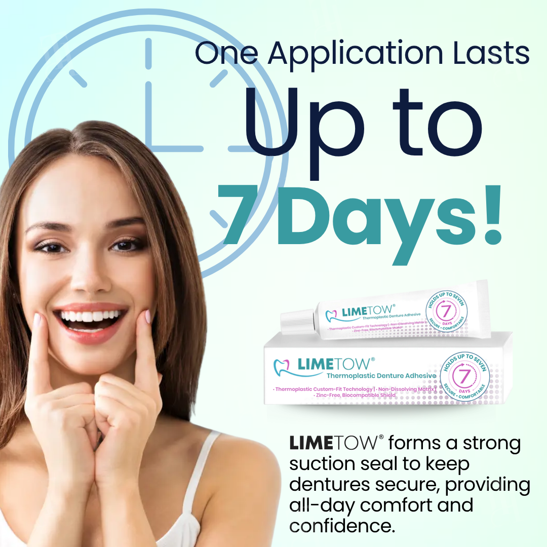 LIMETOW® Thermoplastic Denture Adhesive🔥 The 7-Day Hold Revolution: Heat-Activated Custom Fit That Eradicates Slippage & Daily Mess For Good.