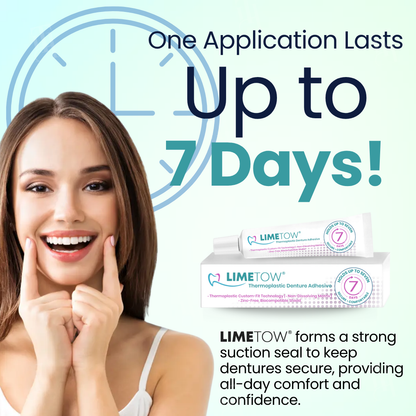 LIMETOW® Thermoplastic Denture Adhesive🔥 The 7-Day Hold Revolution: Heat-Activated Custom Fit That Eradicates Slippage & Daily Mess For Good.
