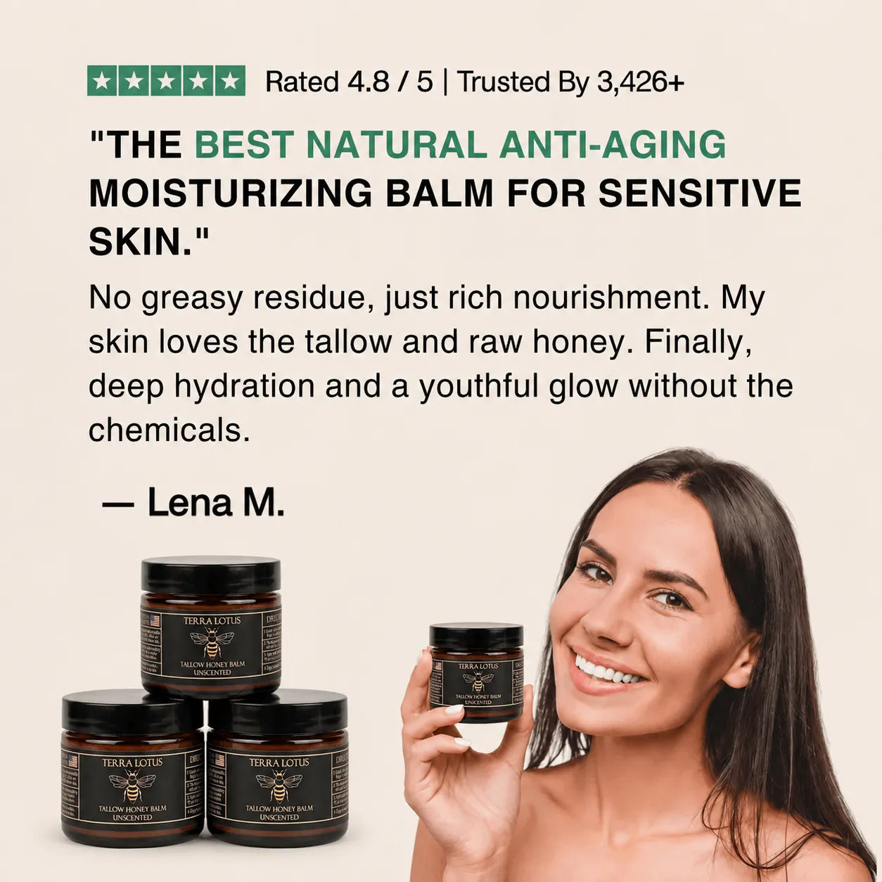 Organic Tallow Honey Balm | to Help Erase Fine Lines, Wrinkles, and Age Spots