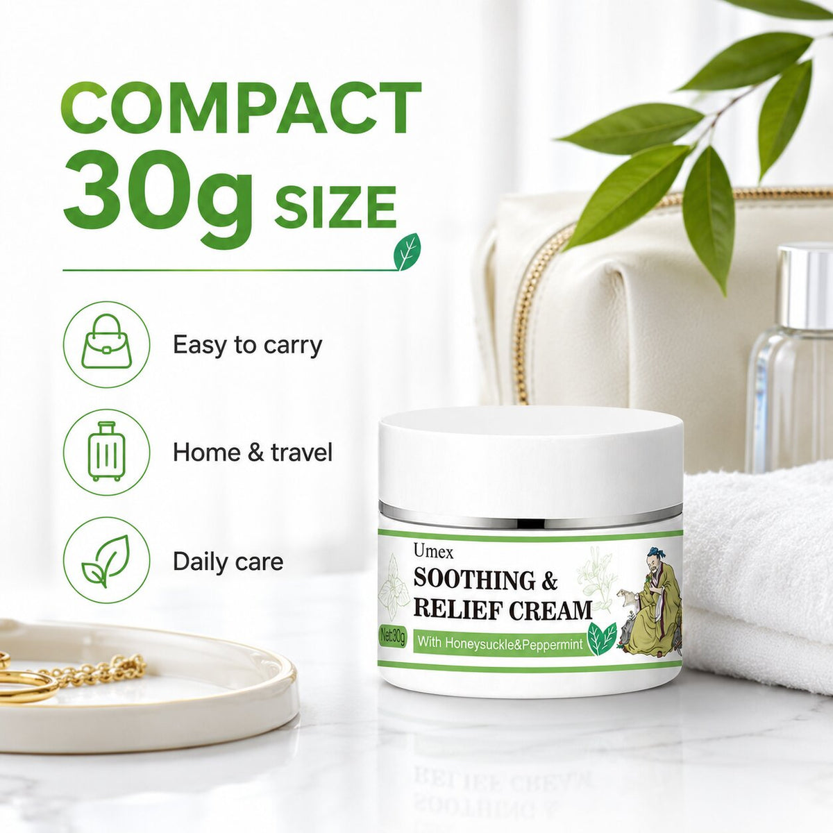 Herbal Soothing Cream for Dry, Sensitive Skin | Peppermint & Honeysuckle