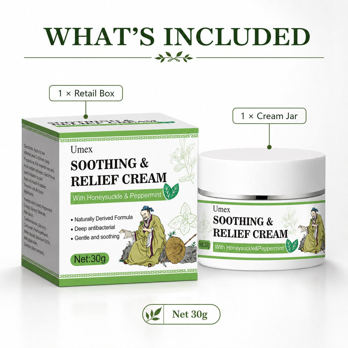 Herbal Soothing Cream for Dry, Sensitive Skin | Peppermint & Honeysuckle