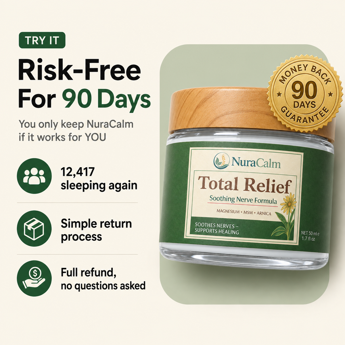 Calm the Shooting, Burning, Sciatica Pain in 15 Minutes, Without a Single Side Effect, Or Your Money Back