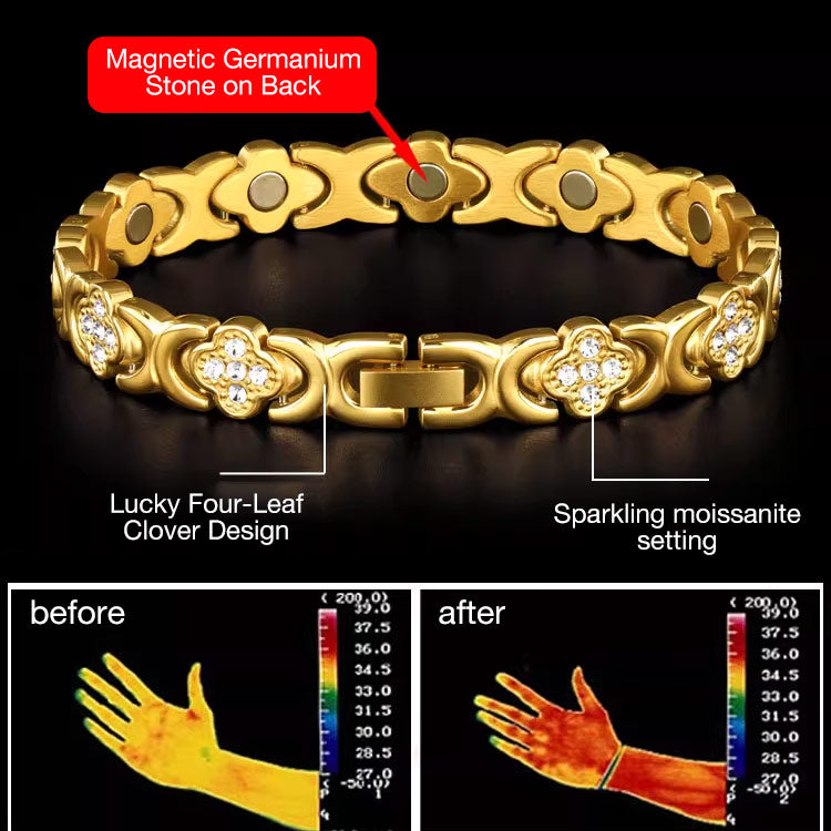 Valentines Promo - Clover Diamond Magnetic Bracelet - Found your stress-relief secret, Magnetic Wellness Boost