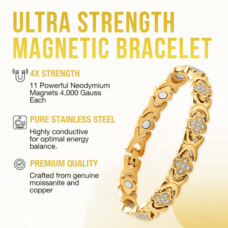Valentines Promo - Clover Diamond Magnetic Bracelet - Found your stress-relief secret, Magnetic Wellness Boost