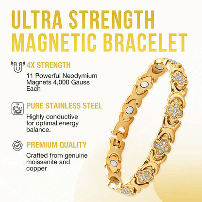 Valentines Promo - Clover Diamond Magnetic Bracelet - Found your stress-relief secret, Magnetic Wellness Boost