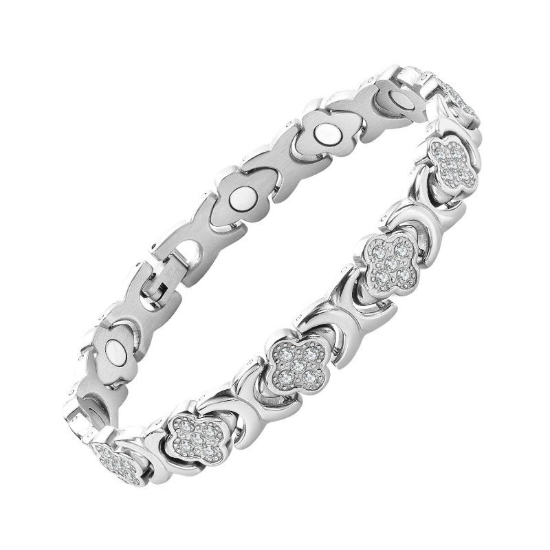 Valentines Promo - Clover Diamond Magnetic Bracelet - Found your stress-relief secret, Magnetic Wellness Boost