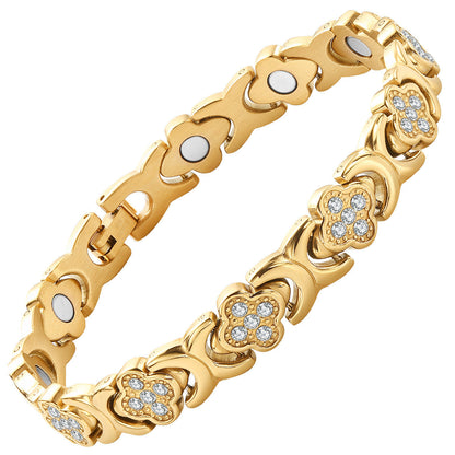 Valentines Promo - Clover Diamond Magnetic Bracelet - Found your stress-relief secret, Magnetic Wellness Boost