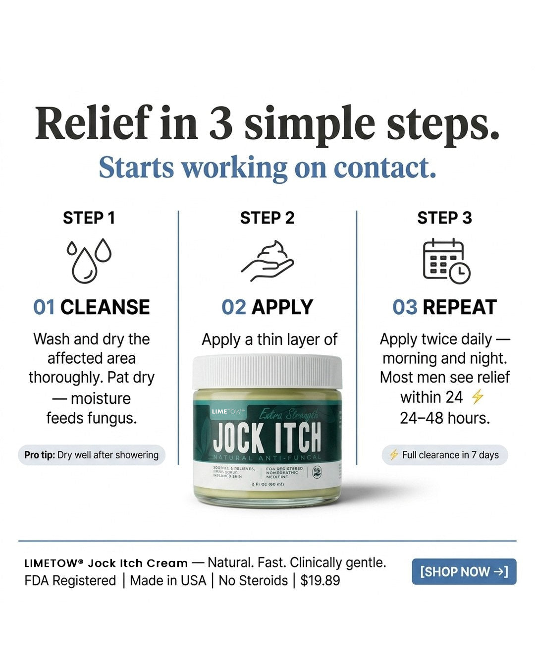 LIMETOW® Jock Itch Treatment Cream