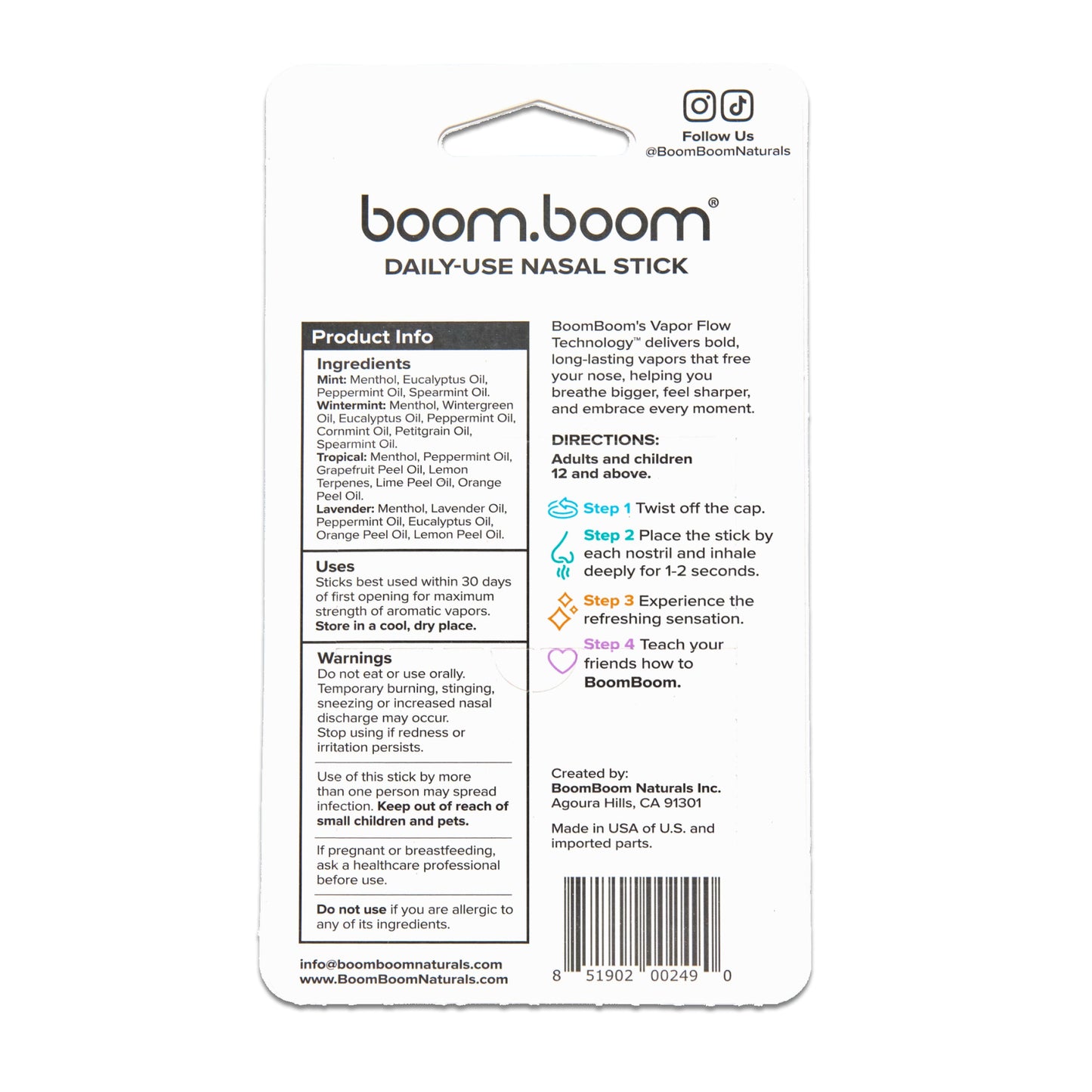 LIMETOW® Nasal Stick  Vapor Flow Technology | Cool Refreshing Sensation | Natural Mood Boost | Simple Ingredients | Essential Oils + Menthol Inhaler (Mint) Visit the BoomBoom Store
