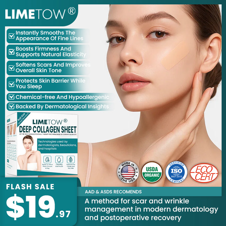 LIMETOW®Dual Action Real Deep Collagen Sheets for both wrinkle smoothing and new or old scar fading