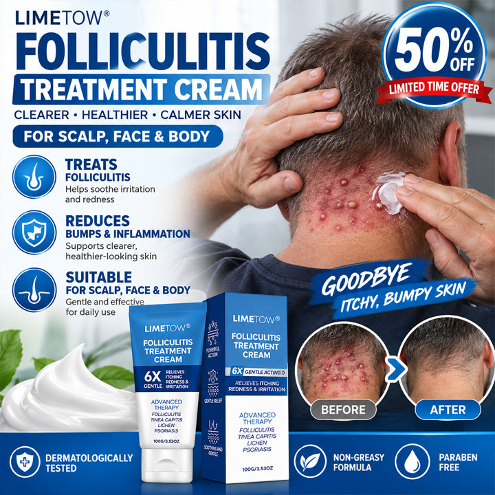 LIMETOW® FOLLICULITIS TREATMENT CREAM! TARGETED BOTANICAL CARE FOR RED, ITCHY, AND BUMPY SKIN!