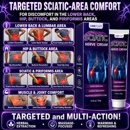 LIMETOW® SCIATICA PAIN RELIEF CREAM! TARGETED HERBAL COMFORT FOR LOWER BACK, HIP & BUTTOCK DISCOMFORT!