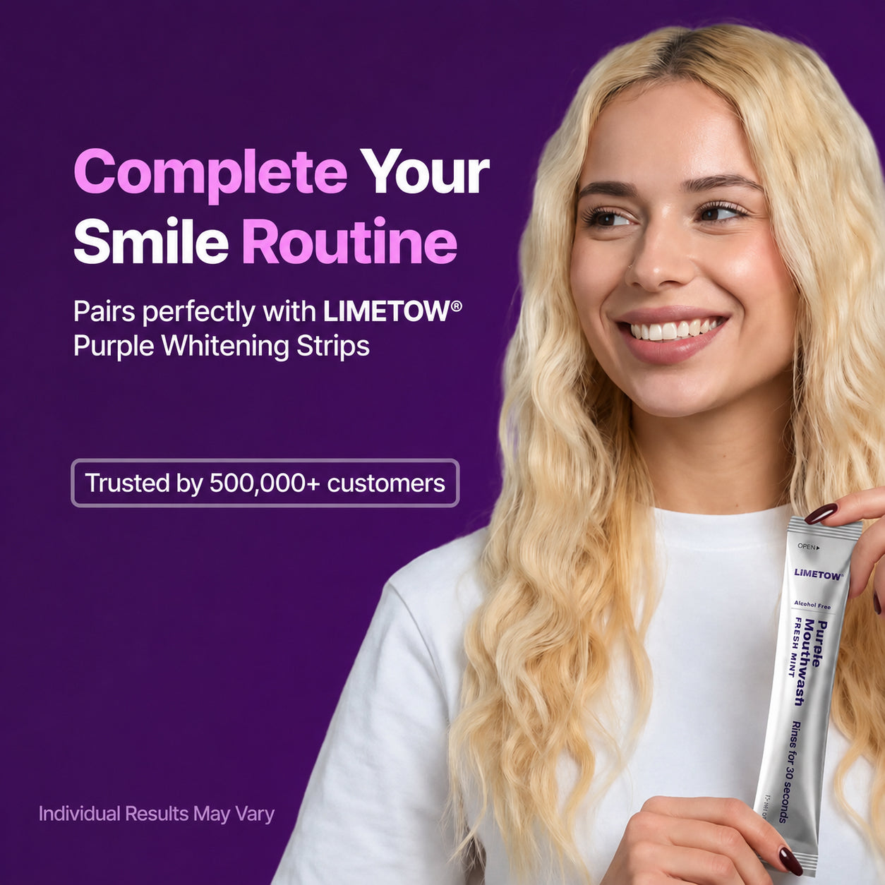 Cancel Yellow Stones in 30 Seconds with Purple Color Correcting Mouthwash