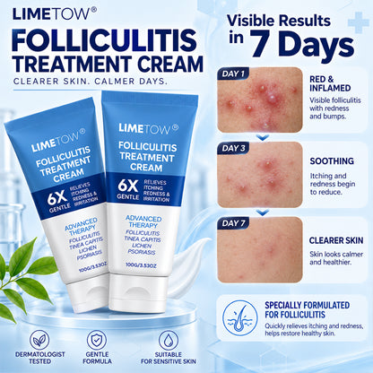 LIMETOW® FOLLICULITIS TREATMENT CREAM! TARGETED BOTANICAL CARE FOR RED, ITCHY, AND BUMPY SKIN!