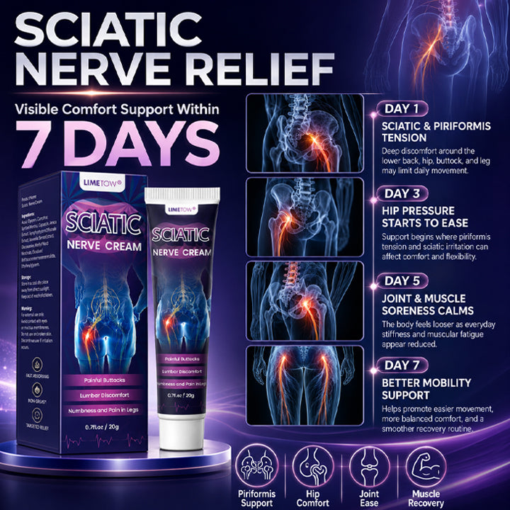 LIMETOW® SCIATICA PAIN RELIEF CREAM! TARGETED HERBAL COMFORT FOR LOWER BACK, HIP & BUTTOCK DISCOMFORT!