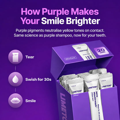 Cancel Yellow Stones in 30 Seconds with Purple Color Correcting Mouthwash