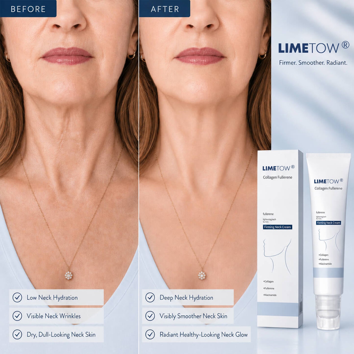 LIMETOW® Firming Neck Cream | A formula specially designed for neck care | No surgery or complex routines required.