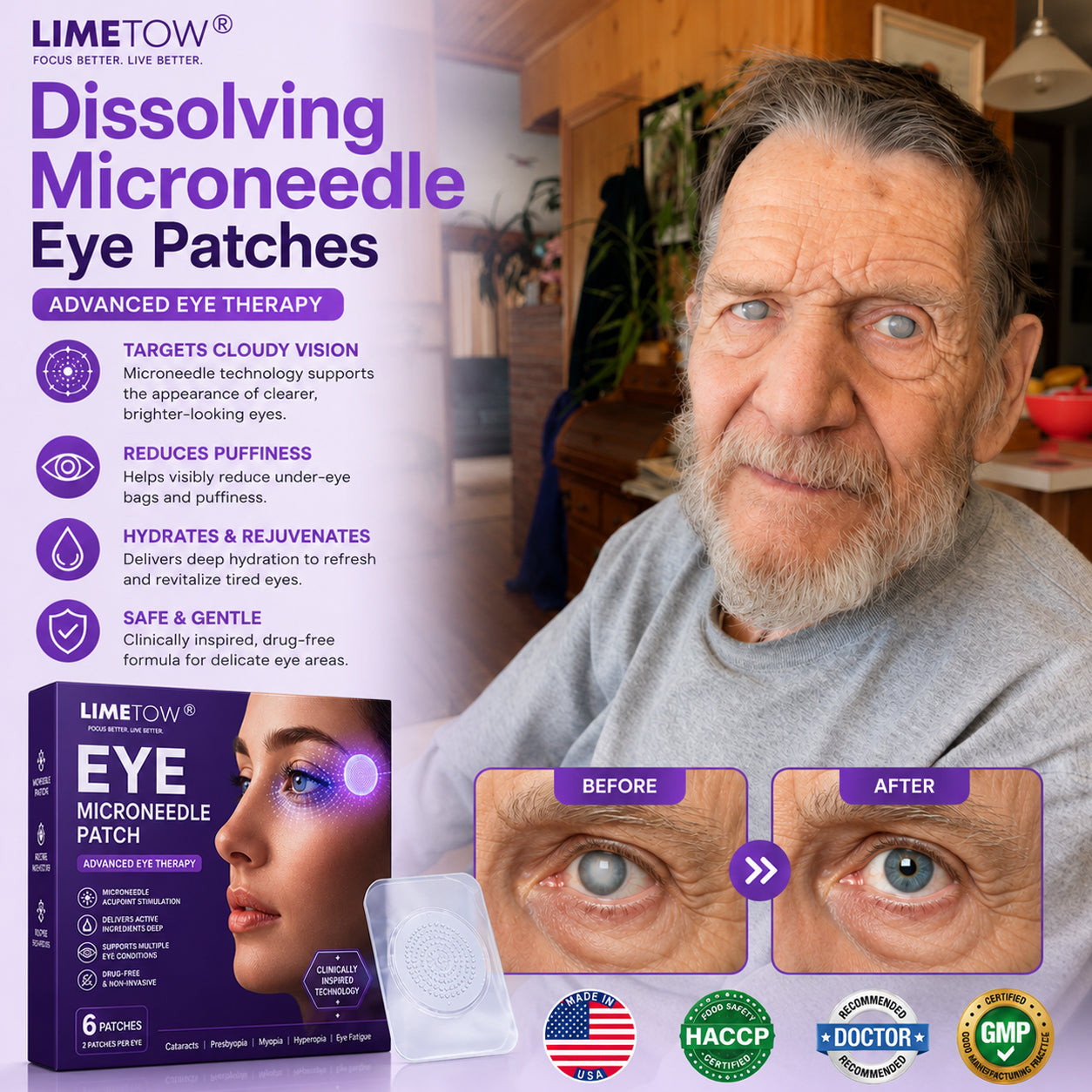 Transdermal Vision-Repair Eye Microneedle Patch