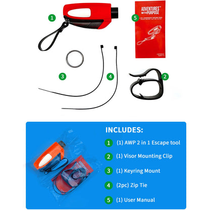 2-IN-1 EMERGENCY WINDOW BREAKER SEATBELT CUTTER